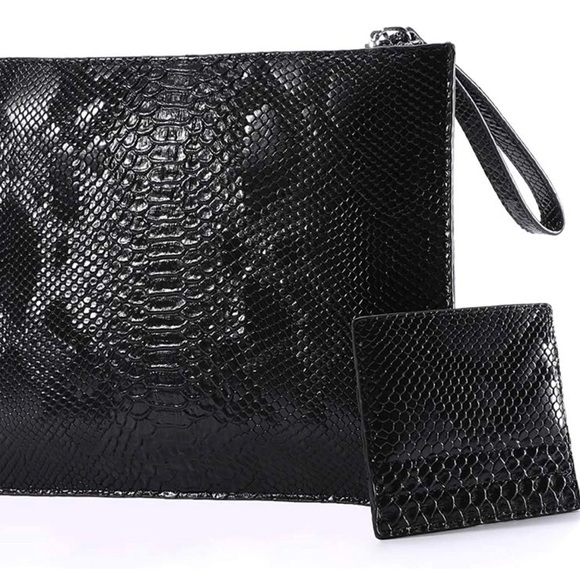 Handbags - Women Clutches Fashion Snakeskin PU Leather Party Envelope Purse with Hand Strap